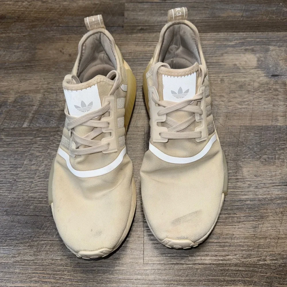Adidas NMD R1 HQ4248 Mens 9 Wonder White Savannah Beige Boost Sneakers